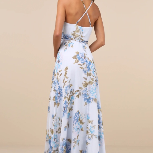 Oh-So Romantic Pale Blue Floral Print Sleeveless Wrap Maxi Dress - Picture 6 of 6